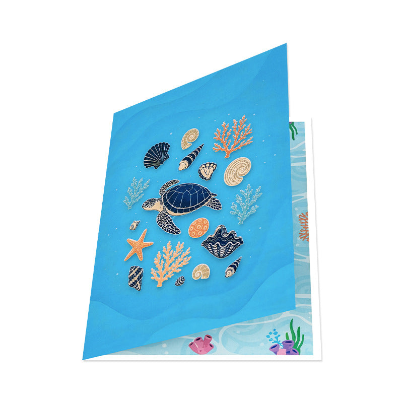 3D Pop-up Sea Turtles and Coral Greeting Cards Ocean Theme Birthday Card – Handmade Holiday Gift with Blank Note Card Envelope