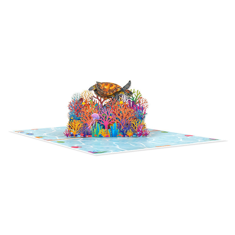3D Pop-up Sea Turtles and Coral Greeting Cards Ocean Theme Birthday Card – Handmade Holiday Gift with Blank Note Card Envelope