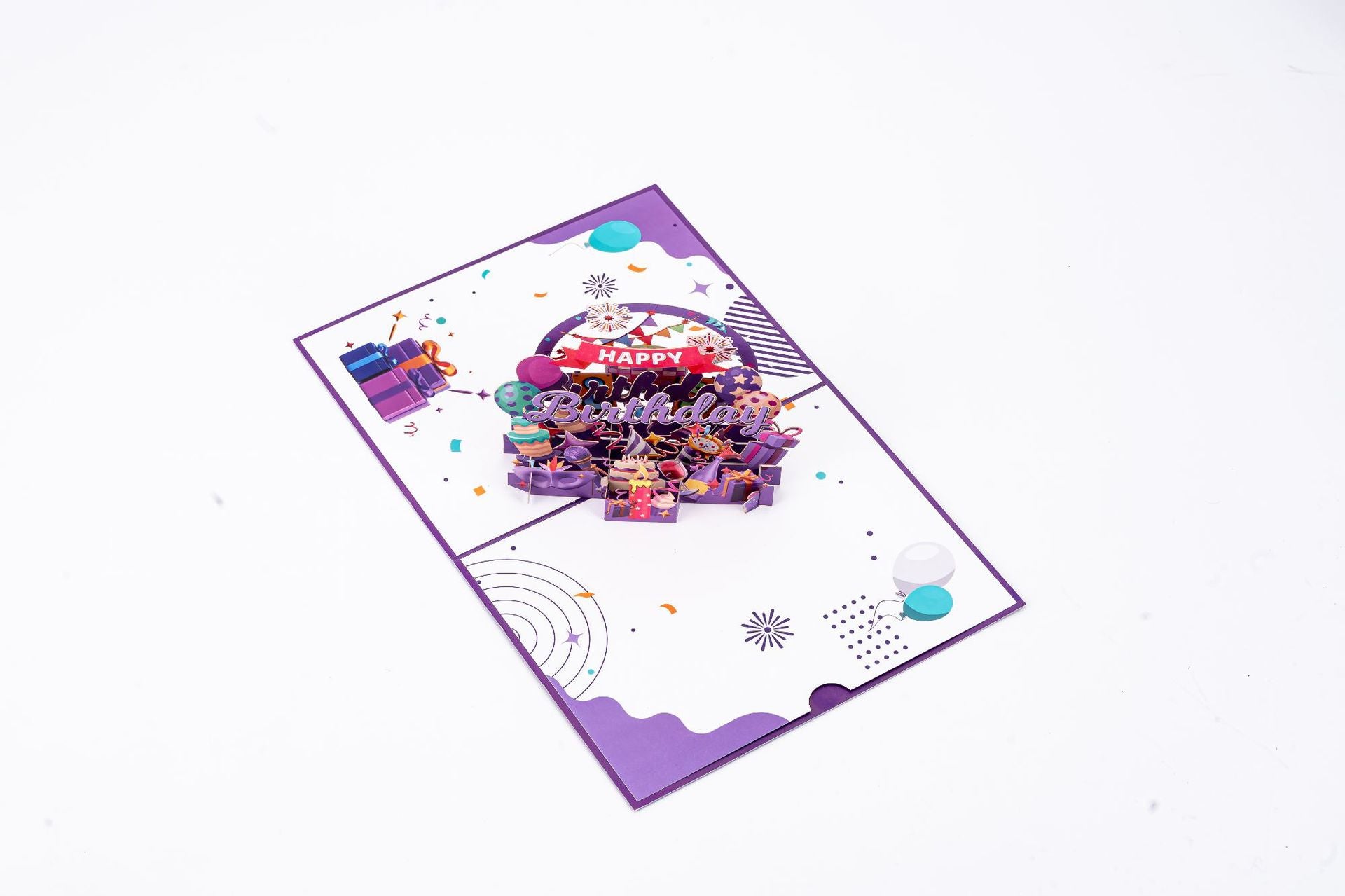 3D Pop Up Birthday Card Purple Music Speaker Handmade Gift Box Card