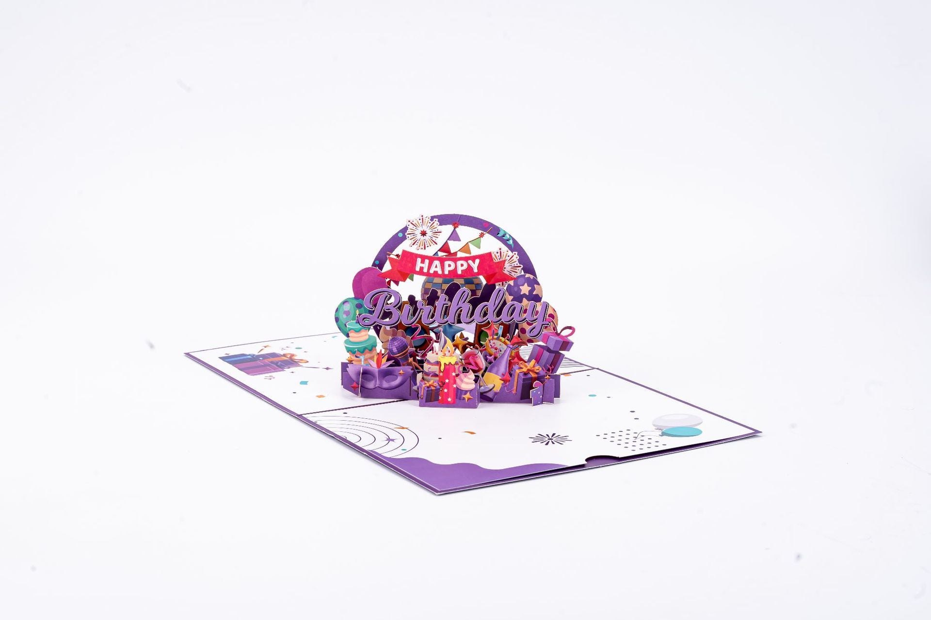 3D Pop Up Birthday Card Purple Music Speaker Handmade Gift Box Card