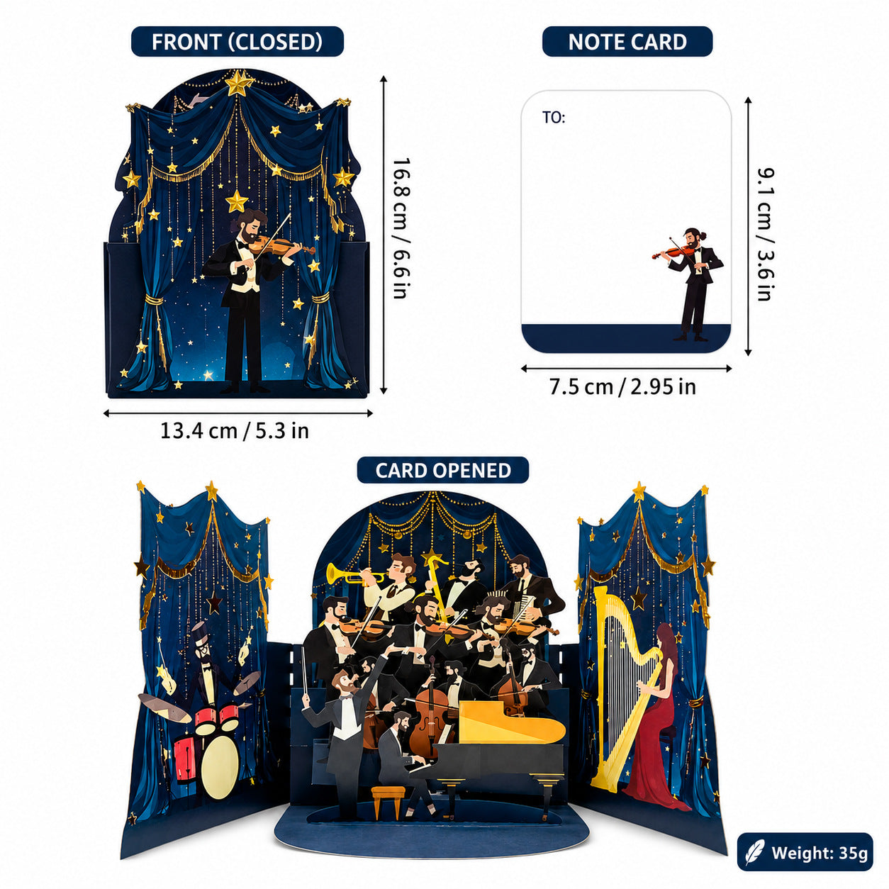 3D Pop Up Concert Hall Birthday Cards for Audiophiles/ Musicians / Singers / Music Enthusiast Popup Greeting Card