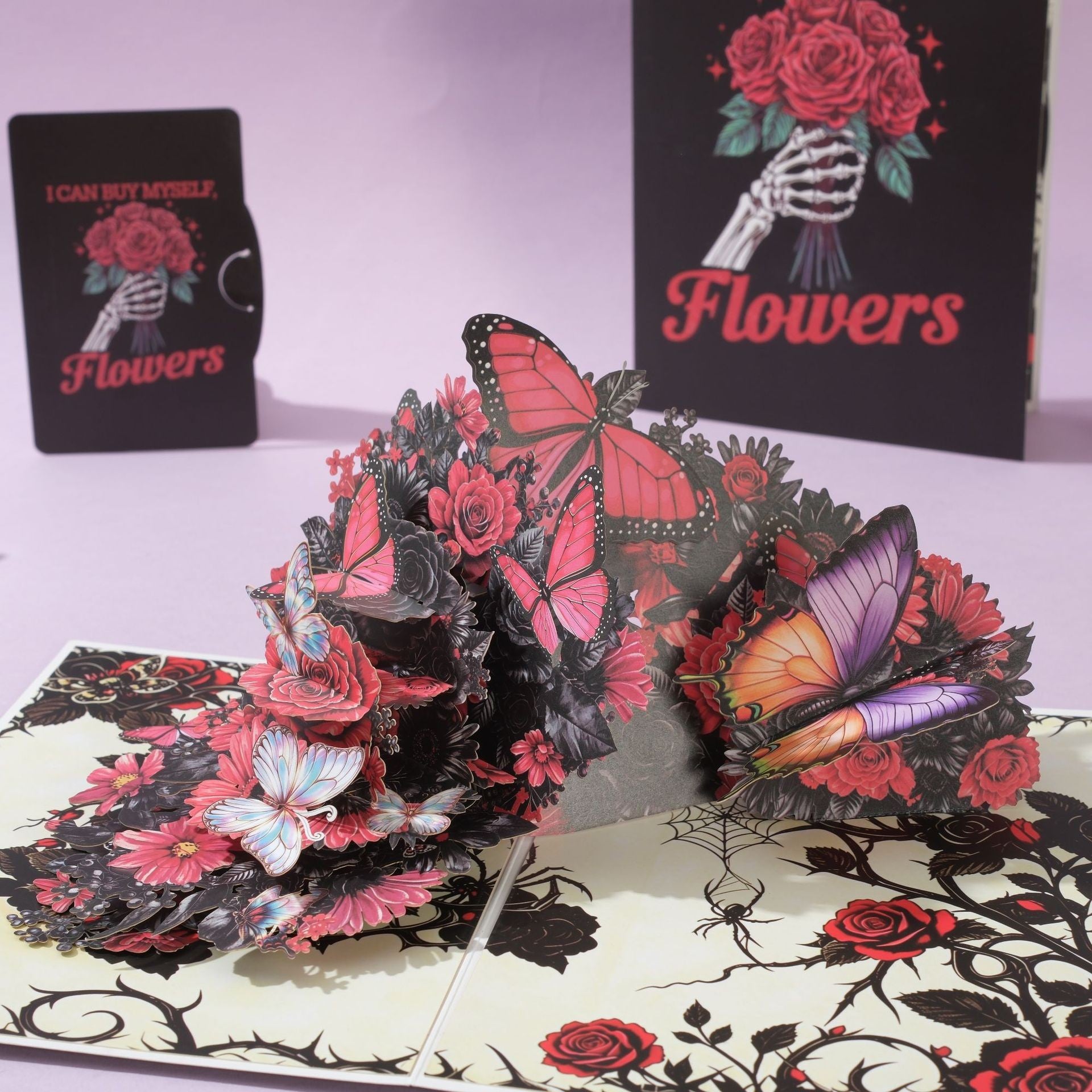 3D Pop Up Butterfly Flower Card - Handcrafted Laser-Cut Floral Greeting Cards with Note Card & Envelope for Birthday, Mother's Day, Anniversary & All Occasions