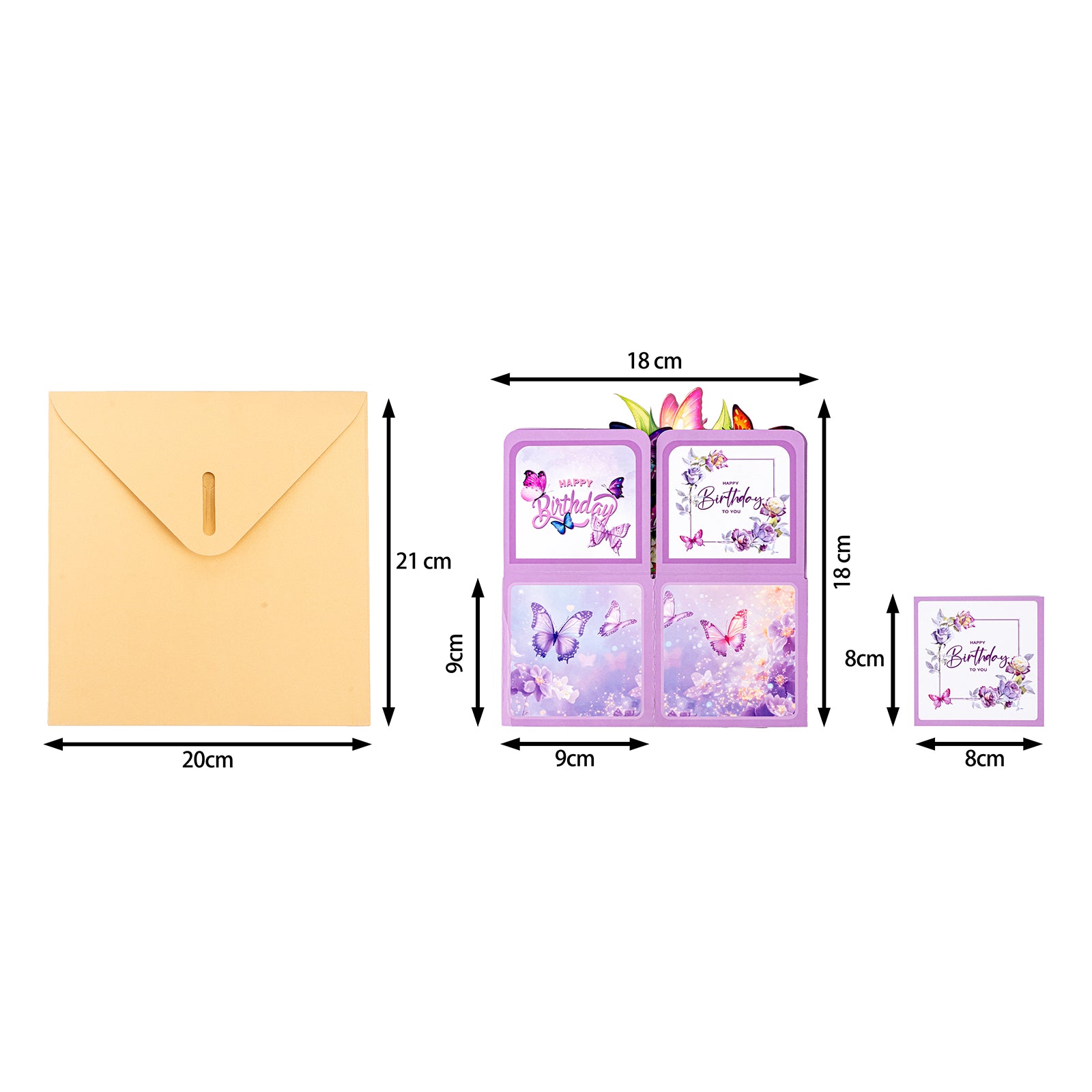 Thksyo Colorful Butterflies Happy Birthday Pop Up Card, 3D Birthday Gift Box for Adults and Kids with Envelopes, Unique Handmade Foldable Celebration Cards for Daughter, Son, Mom, Dad, Friend