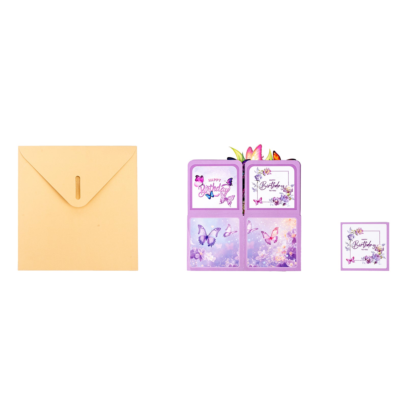 Thksyo Colorful Butterflies Happy Birthday Pop Up Card, 3D Birthday Gift Box for Adults and Kids with Envelopes, Unique Handmade Foldable Celebration Cards for Daughter, Son, Mom, Dad, Friend