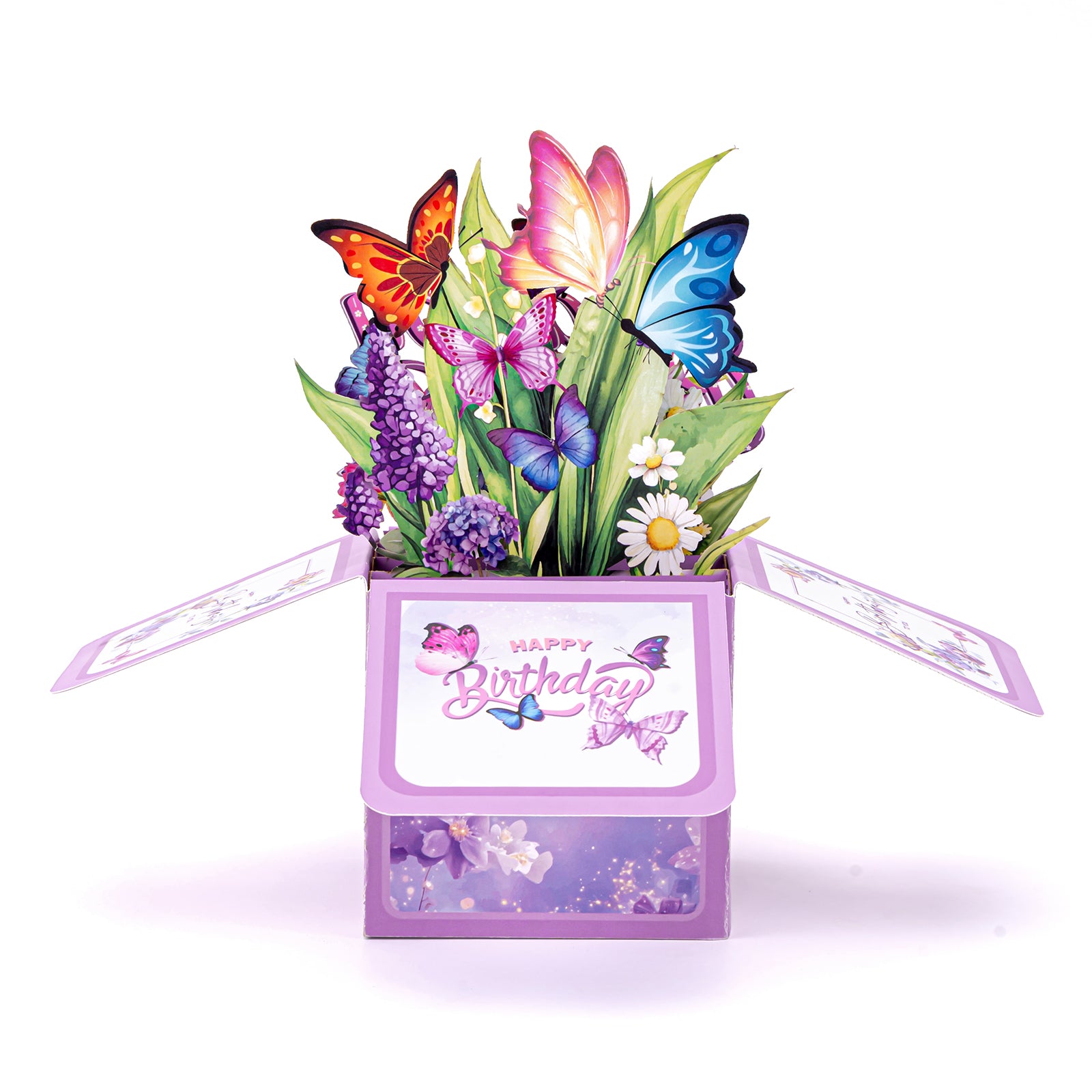Thksyo Colorful Butterflies Happy Birthday Pop Up Card, 3D Birthday Gift Box for Adults and Kids with Envelopes, Unique Handmade Foldable Celebration Cards for Daughter, Son, Mom, Dad, Friend