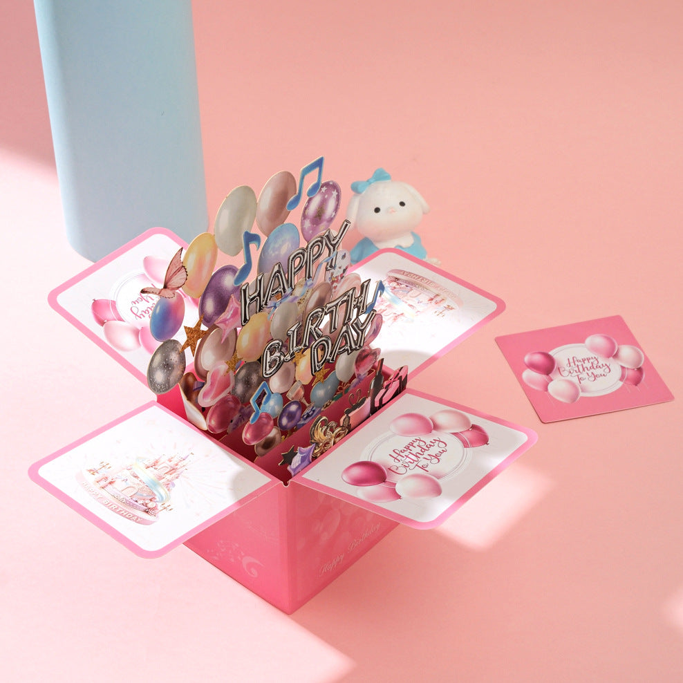 2026 New 3D Pop-Up Happy Birthday Cards, Purple Pink/ Black-Gold Birthday Greeting Cards for Men/ Women/Kids with Note Card