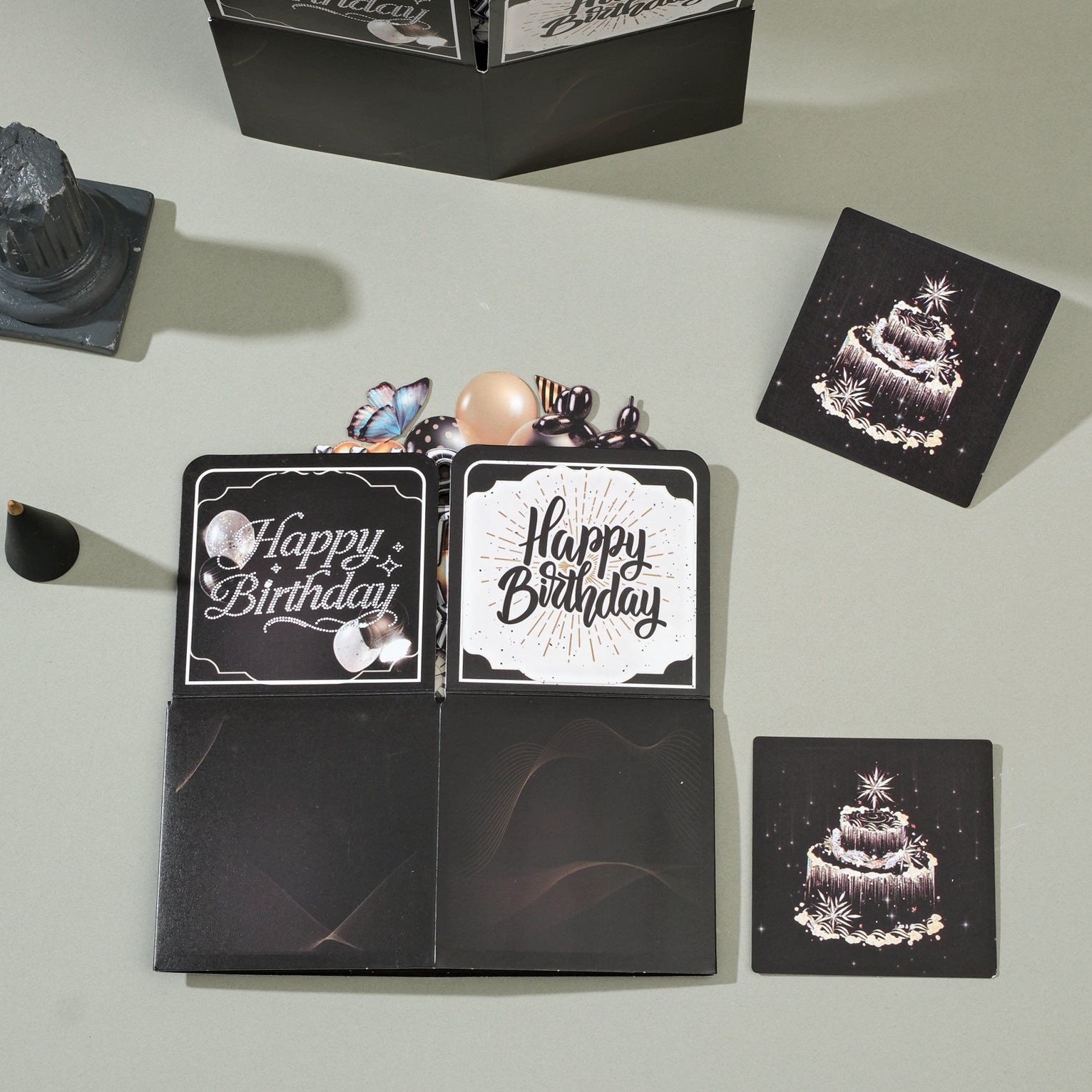 2026 New 3D Pop-Up Happy Birthday Cards, Purple Pink/ Black-Gold Birthday Greeting Cards for Men/ Women/Kids with Note Card