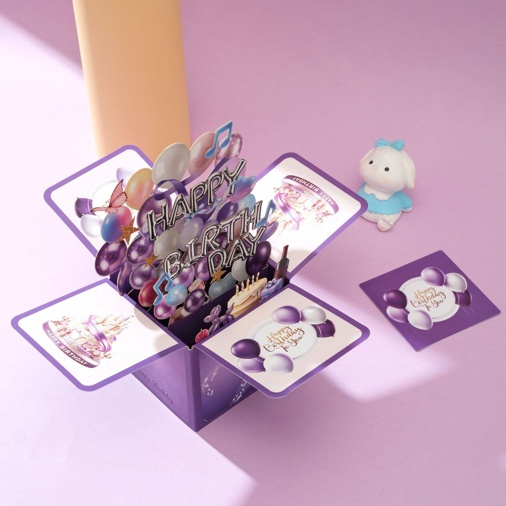 2026 New 3D Pop-Up Happy Birthday Cards, Purple Pink/ Black-Gold Birthday Greeting Cards for Men/ Women/Kids with Note Card