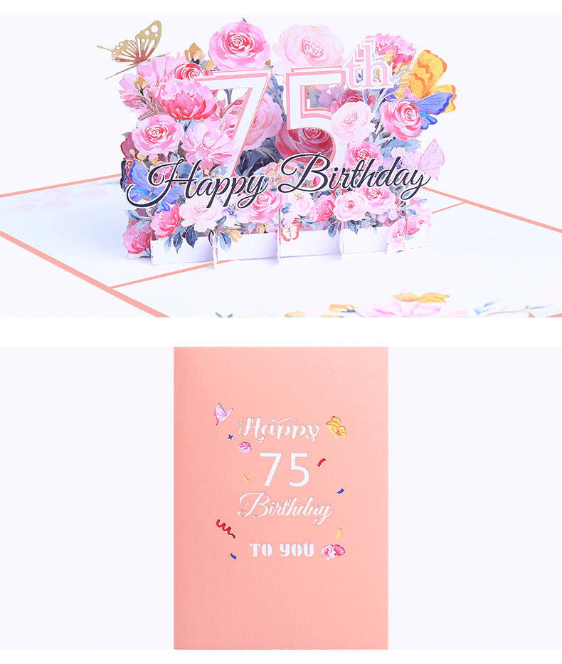 Pink Floral 3D Pop Up Birthday Card with Age Numbers & Butterflies | Scented Greeting Card with Note Card & Envelope