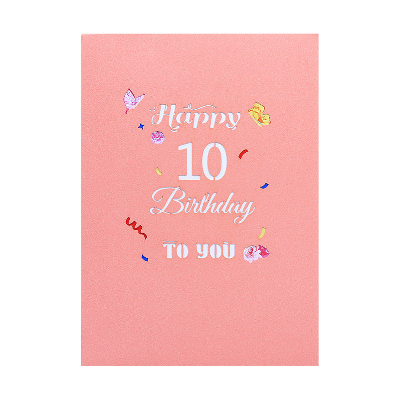 Pink Floral 3D Pop Up Birthday Card with Age Numbers & Butterflies | Scented Greeting Card with Note Card & Envelope