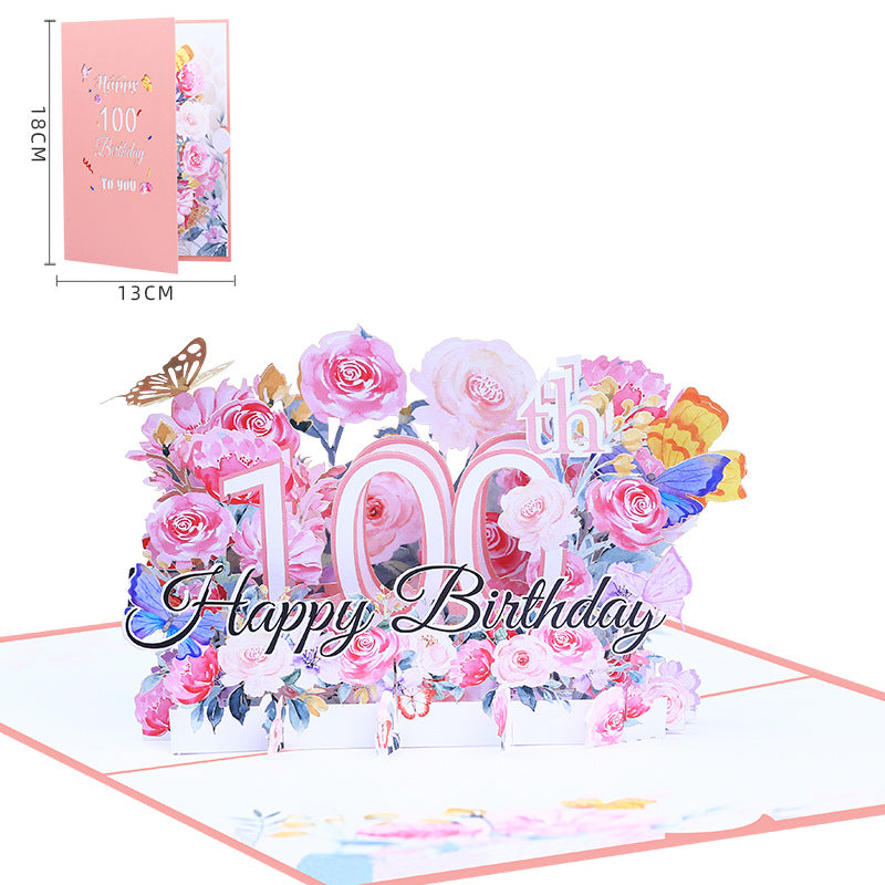 Pink Floral 3D Pop Up Birthday Card with Age Numbers & Butterflies | Scented Greeting Card with Note Card & Envelope