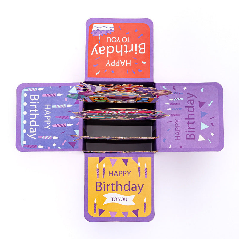 3D Purple Birthday Card: Audio, Microphone Music Party Theme