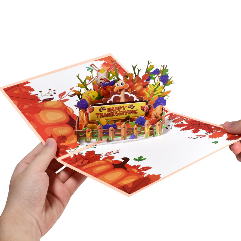 Pumpkin Turkey Thanksgiving Greeting Card 3D Pop up  Holiday Card