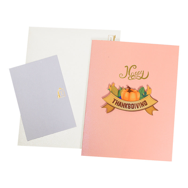 Pumpkin Turkey Thanksgiving Greeting Card 3D Pop up  Holiday Card