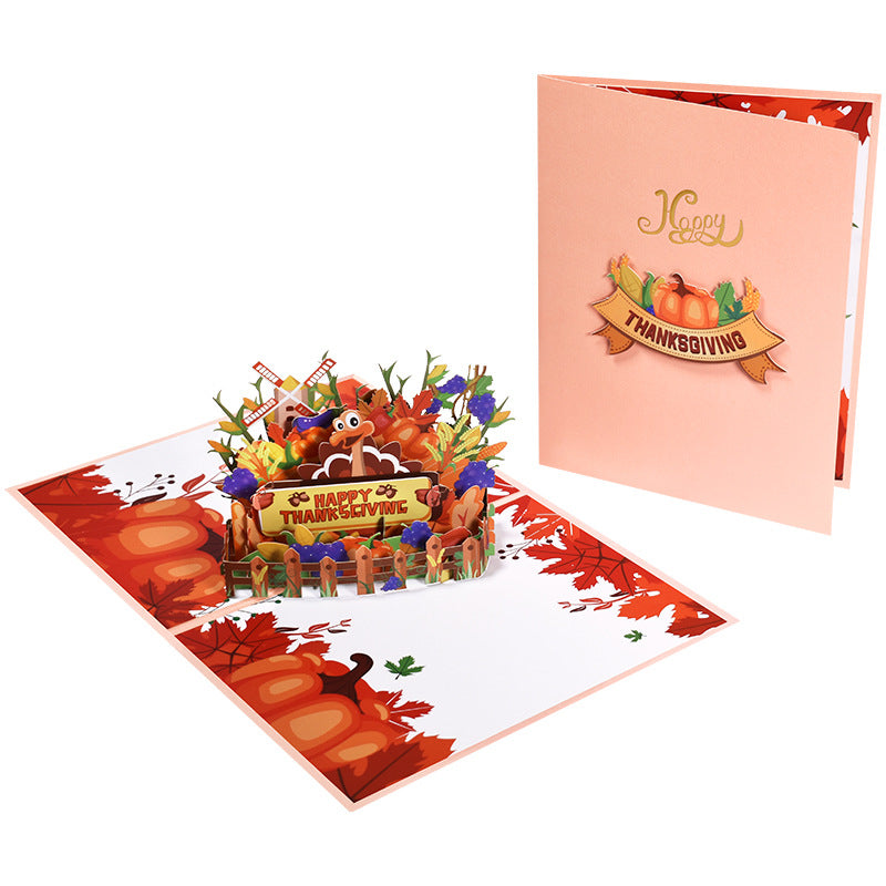 Pumpkin Turkey Thanksgiving Greeting Card 3D Pop up  Holiday Card