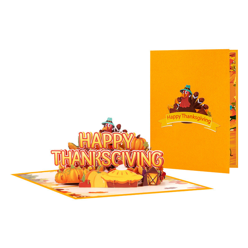 Pumpkin Turkey Thanksgiving Greeting Card 3D Pop up  Holiday Card