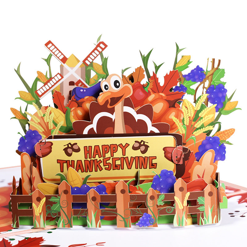 Pumpkin Turkey Thanksgiving Greeting Card 3D Pop up  Holiday Card