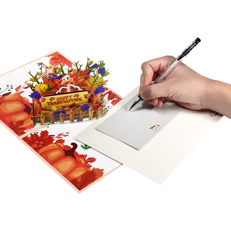 Pumpkin Turkey Thanksgiving Greeting Card 3D Pop up  Holiday Card