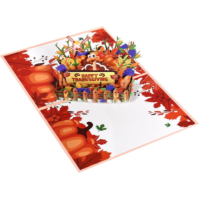 Pumpkin Turkey Thanksgiving Greeting Card 3D Pop up  Holiday Card