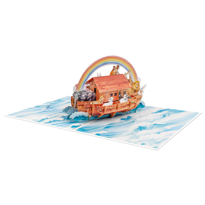 3D Popup Noah's Ark Greeting Card – Inspirational, Handmade Gift, Business Thank-You Card