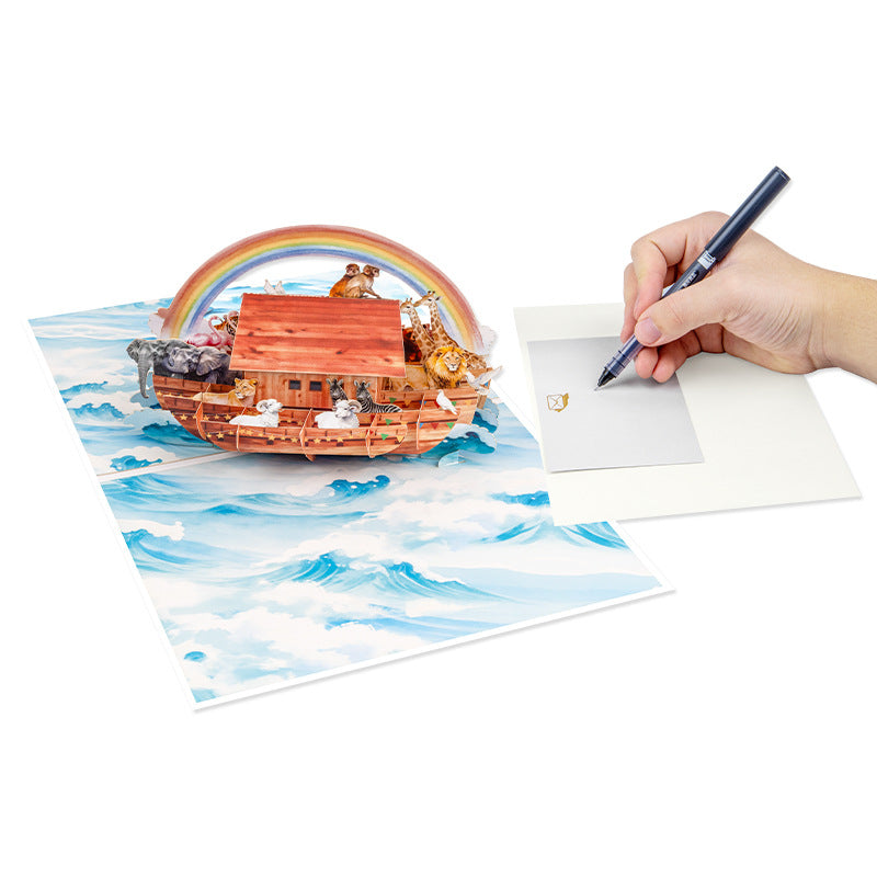 3D Popup Noah's Ark Greeting Card – Inspirational, Handmade Gift, Business Thank-You Card