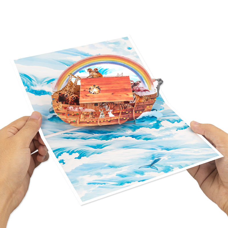 3D Popup Noah's Ark Greeting Card – Inspirational, Handmade Gift, Business Thank-You Card
