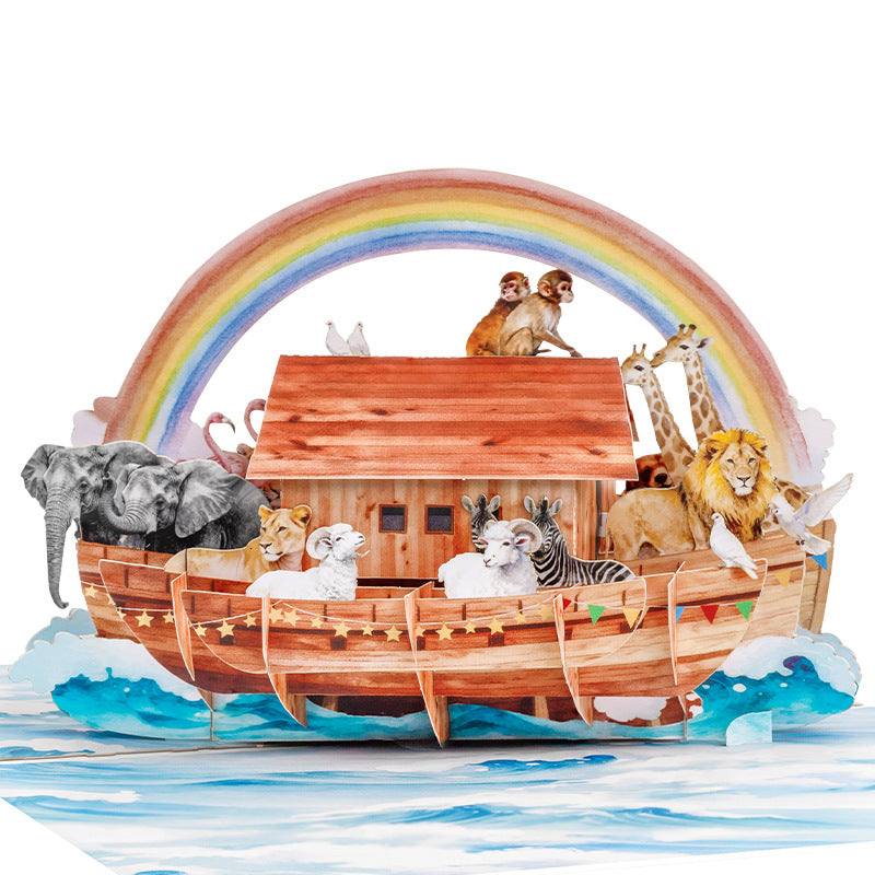 3D Popup Noah's Ark Greeting Card – Inspirational, Handmade Gift, Business Thank-You Card