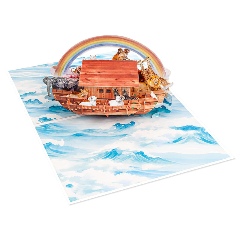 3D Popup Noah's Ark Greeting Card – Inspirational, Handmade Gift, Business Thank-You Card