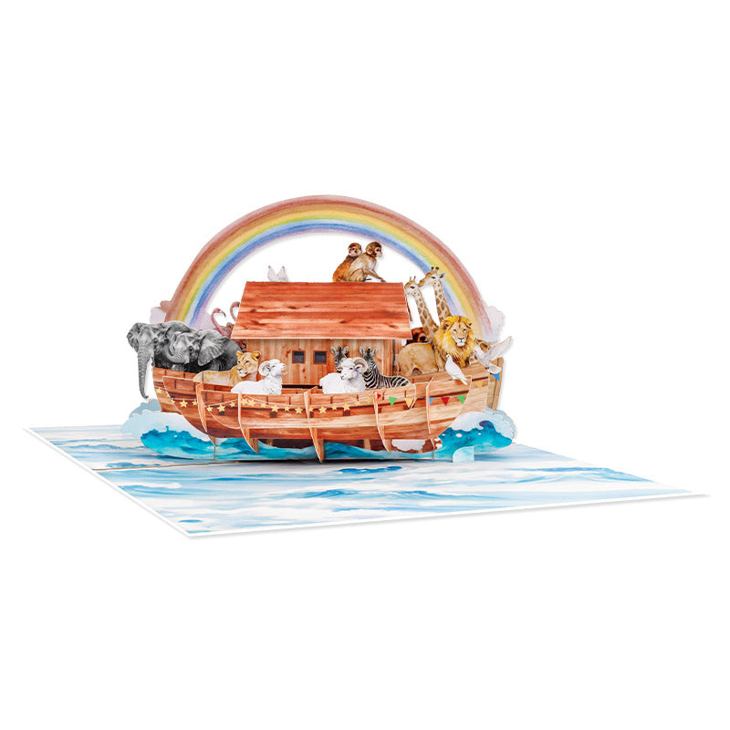 3D Popup Noah's Ark Greeting Card – Inspirational, Handmade Gift, Business Thank-You Card