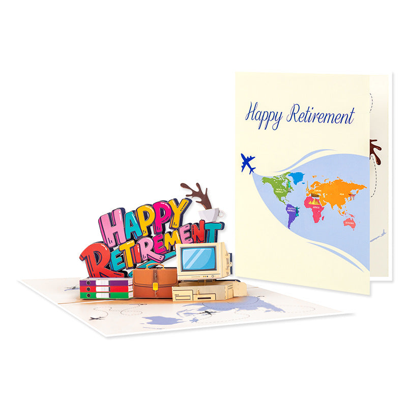 3D Pop-Up Happy Retirement Greeting Card
