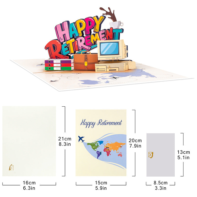 3D Pop-Up Happy Retirement Greeting Card