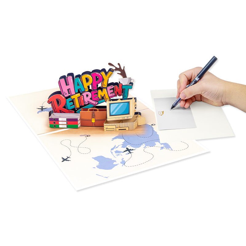 3D Pop-Up Happy Retirement Greeting Card