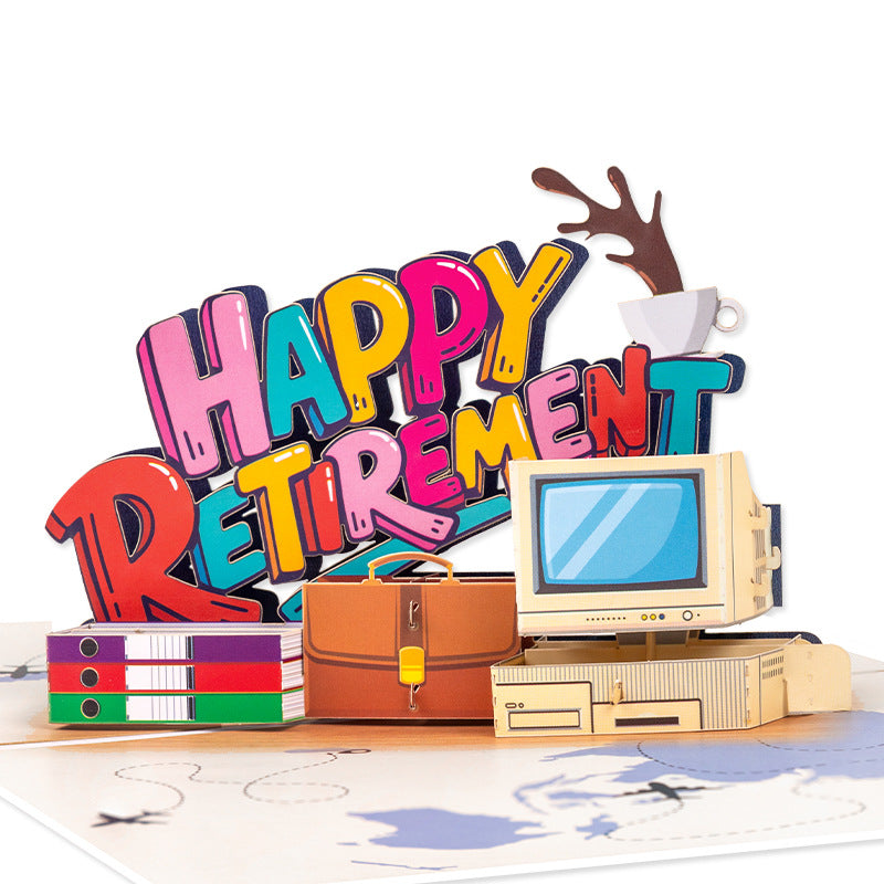 3D Pop-Up Happy Retirement Greeting Card