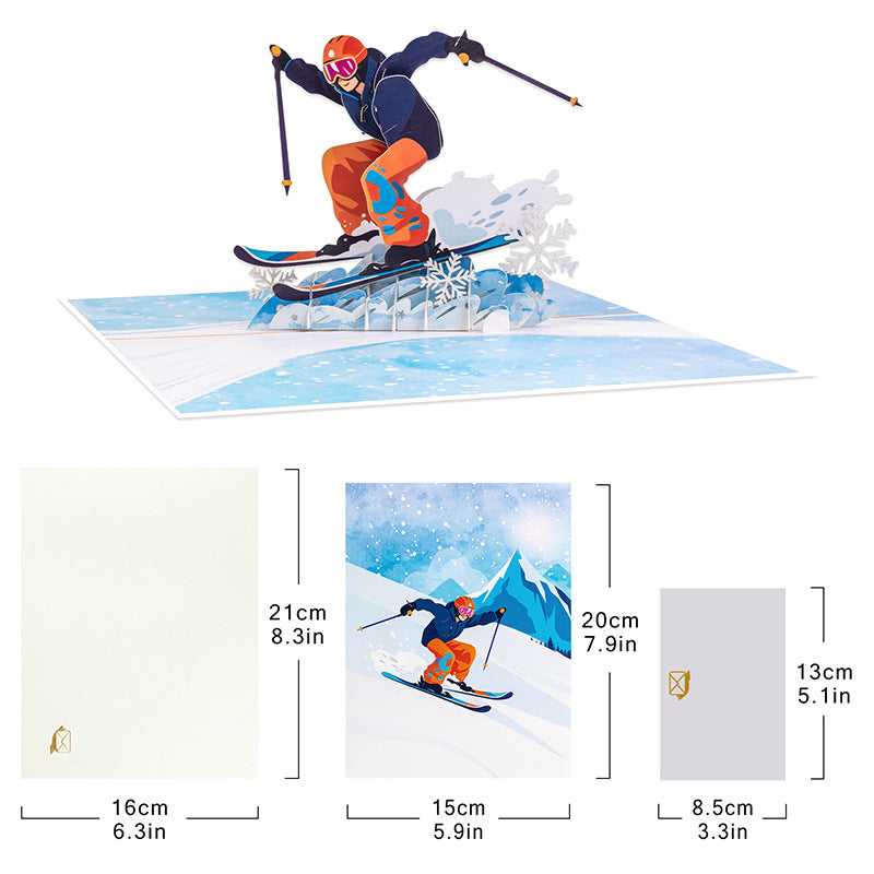 3D Pop-Up Skiing Card
