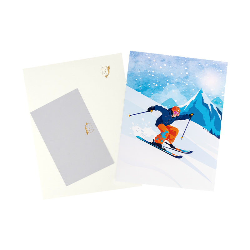 3D Pop-Up Skiing Card