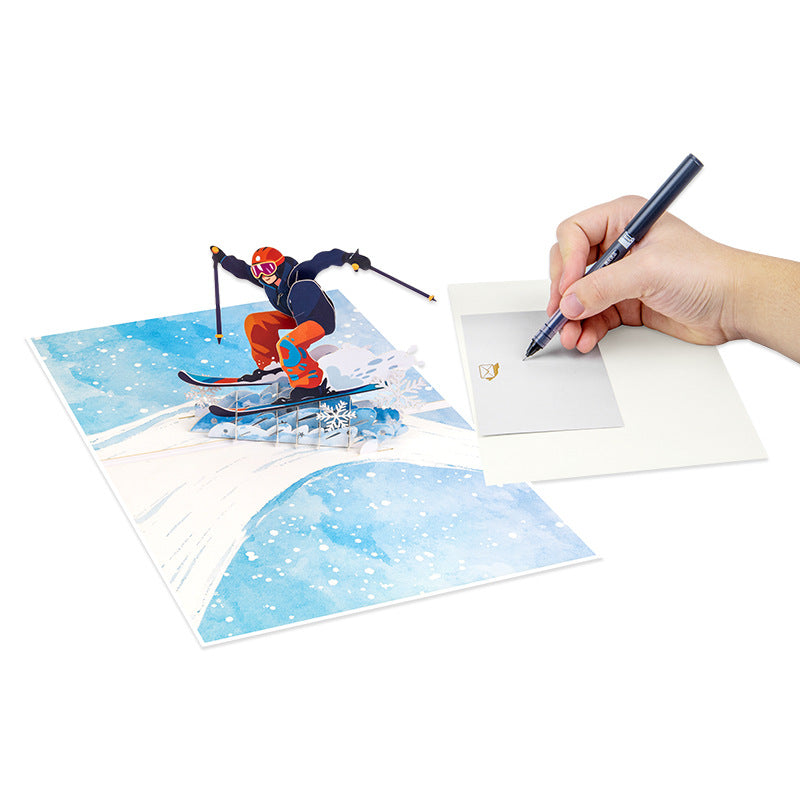 3D Pop-Up Skiing Card