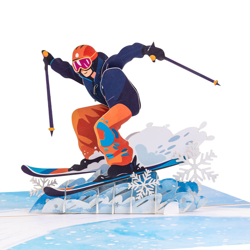 3D Pop-Up Skiing Card