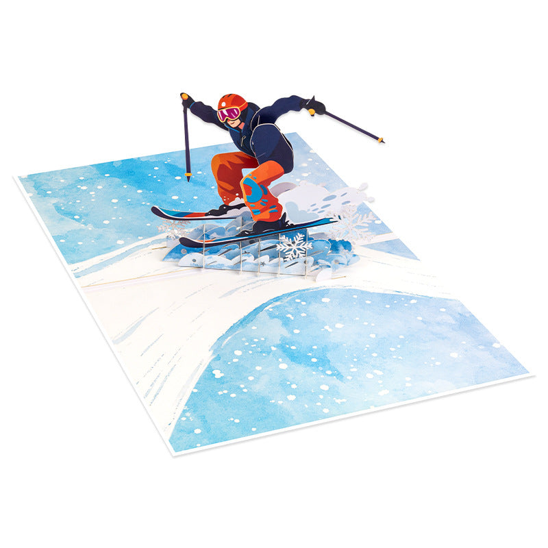 3D Pop-Up Skiing Card