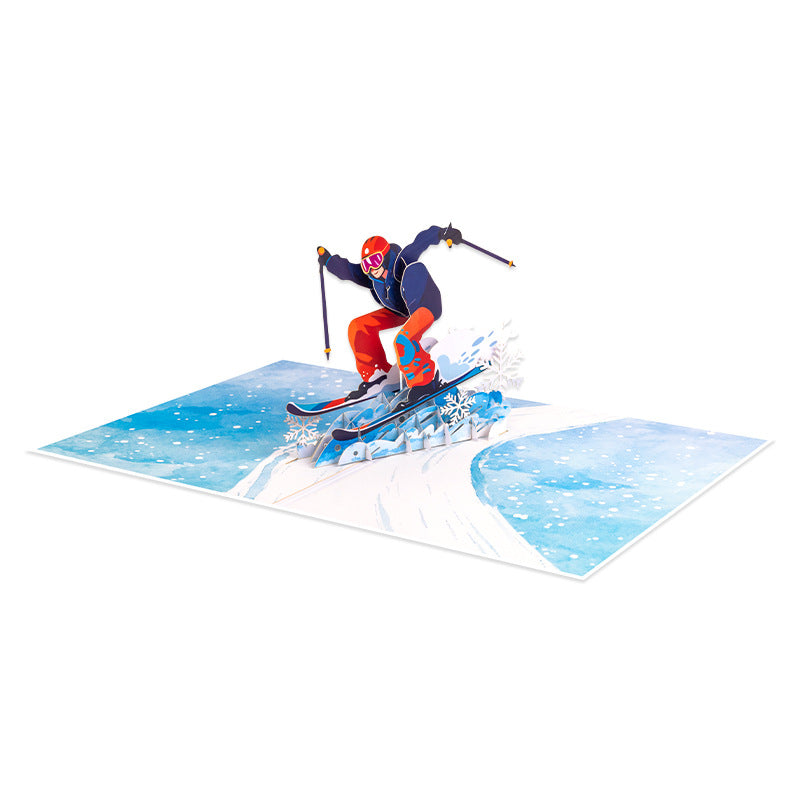 3D Pop-Up Skiing Card