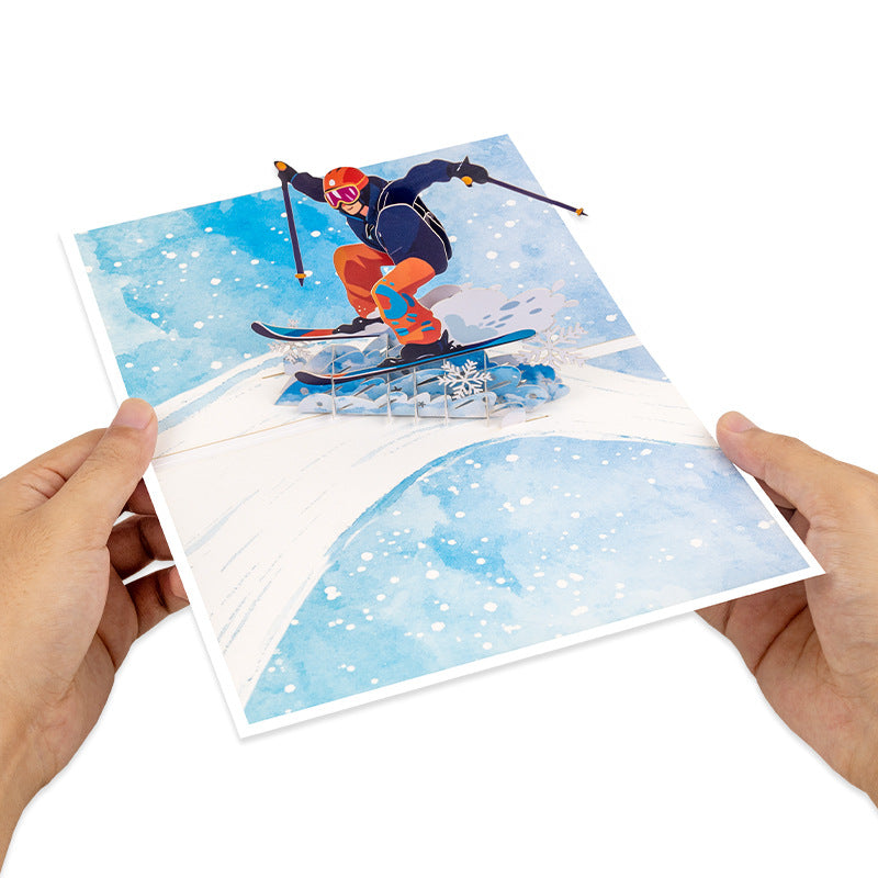 3D Pop-Up Skiing Card