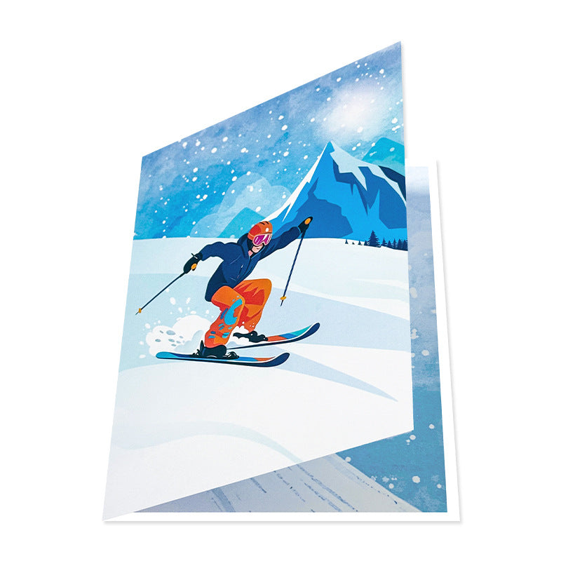 3D Pop-Up Skiing Card