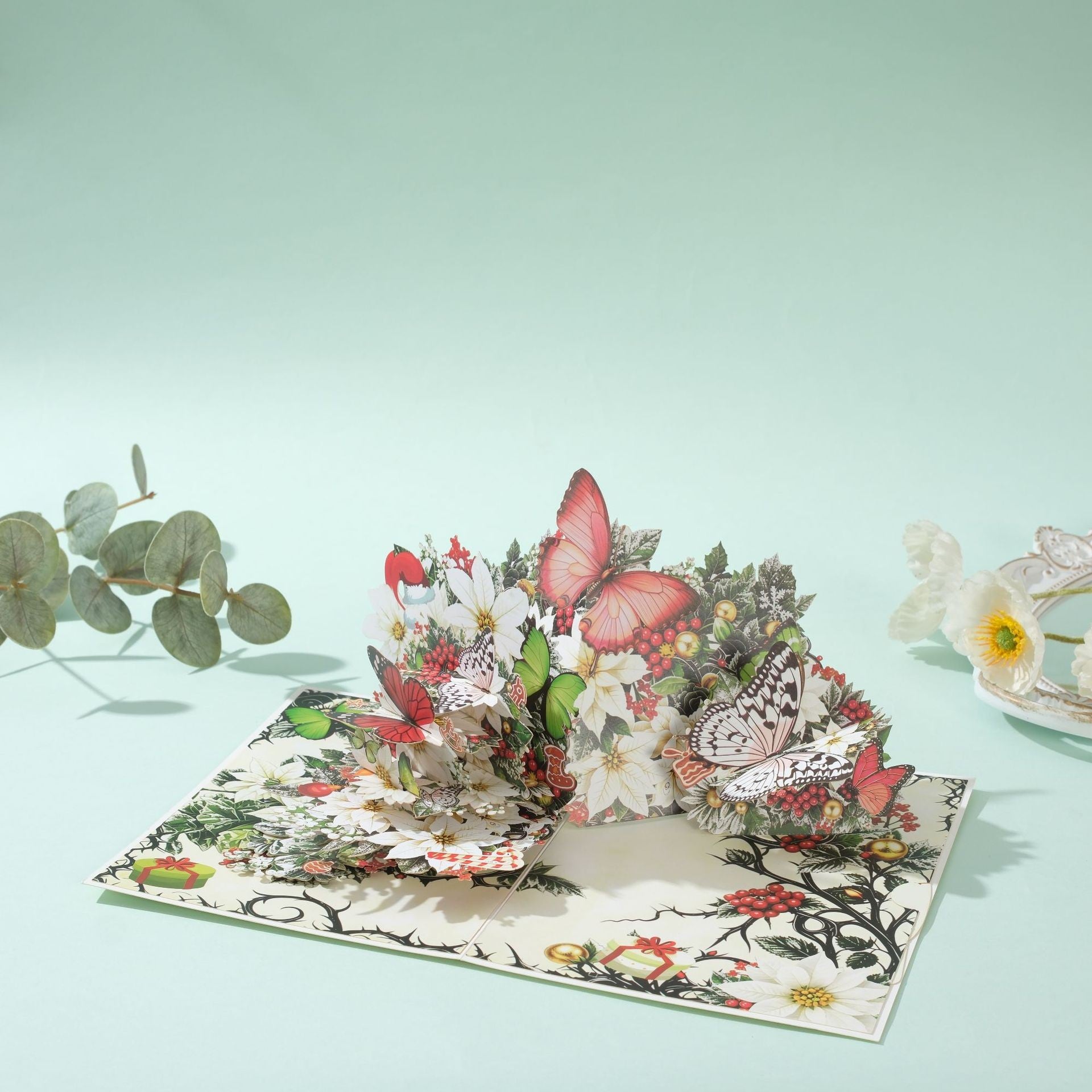 3D Pop Up Butterfly Flower Card - Handcrafted Laser-Cut Floral Greeting Cards with Note Card & Envelope for Birthday, Mother's Day, Anniversary & All Occasions