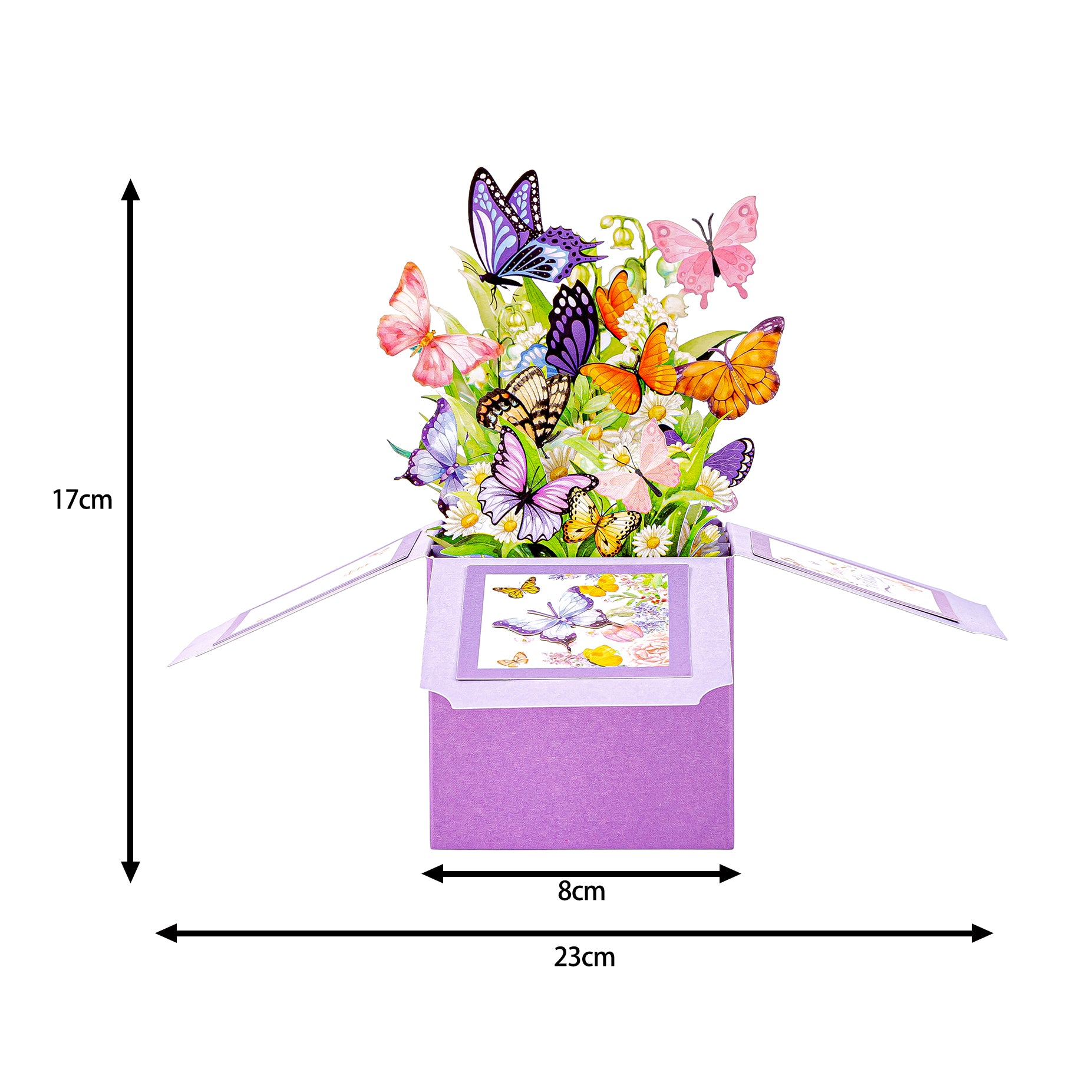 Thksyo Purple Happy Birthday Pop Up Card, 3D Birthday Gift Box for Adults and Kids with Envelopes, Unique Handmade Foldable Celebration Cards for Daughter, Son, Mom, Dad, Friend