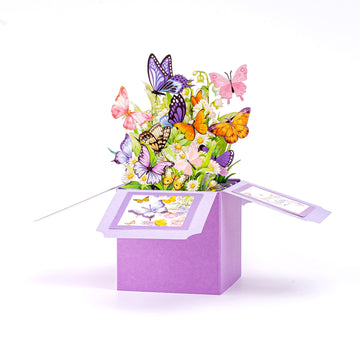 Thksyo Purple Happy Birthday Pop Up Card, 3D Birthday Gift Box for Adults and Kids with Envelopes, Unique Handmade Foldable Celebration Cards for Daughter, Son, Mom, Dad, Friend