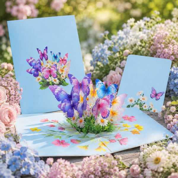 3D Pop Up PET UV Printed Butterflies Happy Birthday Cards, 3D Popup Happy Birthday Greeting Card