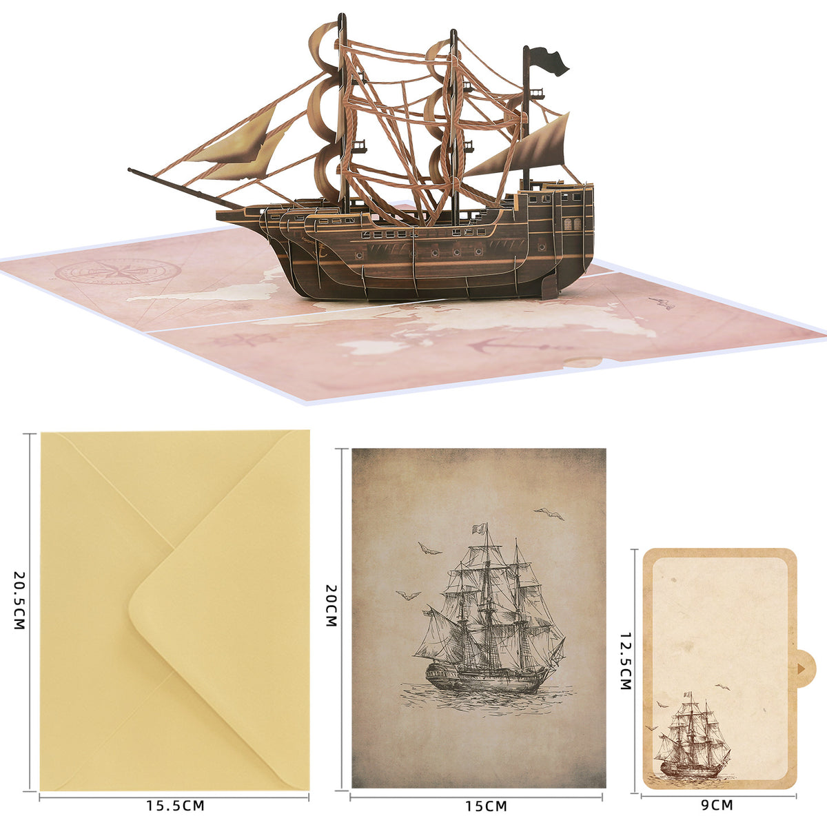 3D Pop Up Birthday Card, Unique Greeting Card with Blank Note Card, Envelope
