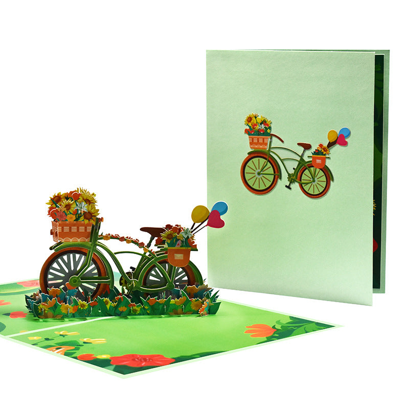 3D Pop UP Greeting Card, Truck Windmill Ferris Wheel Bicycle Sailboat Paper Card Desktop Oranment