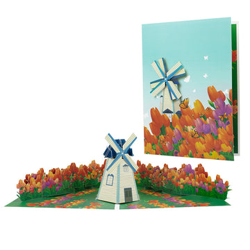 3D Pop UP Greeting Card, Truck Windmill Ferris Wheel Bicycle Sailboat Paper Card Desktop Oranment