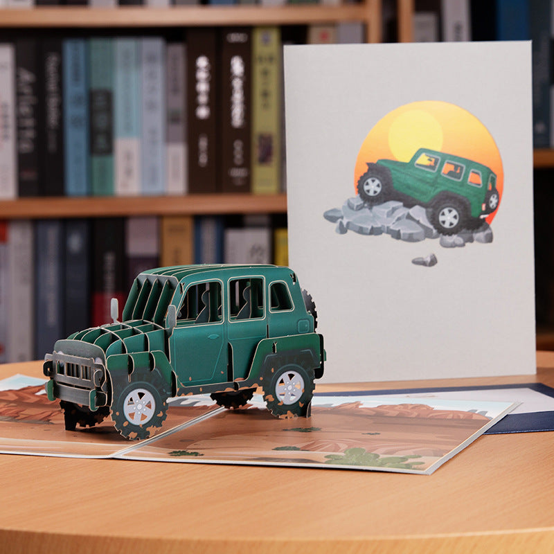 3D Pop UP Greeting Card, Truck Windmill Ferris Wheel Bicycle Sailboat Paper Card Desktop Oranment