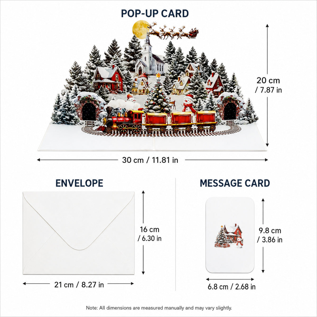3D Pop-Up Christmas Card Box: Winter Village Snowy Mountain Landscape and Igloo